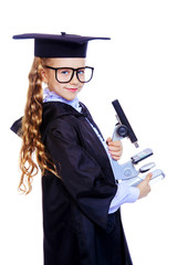 schoolgirl in academic gown