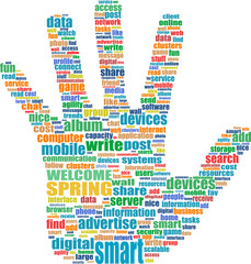 Welcome spring words on holiday card