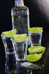 Silver tequila with lime and salt
