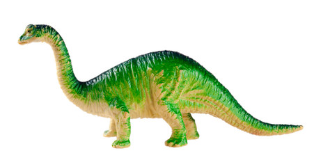 plastic dinosaur toy isolated on white background