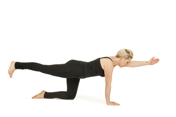 Obraz premium Yoga woman black_Majariasana