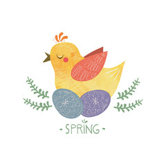 Cartoon design with retro chicken and eggs