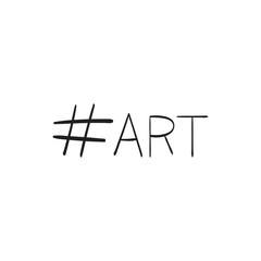 Hand drawn illustration with simple hashtag art text