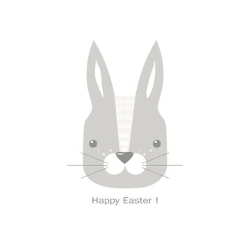 Modern flat design with cute rabbit and Happy Easter text