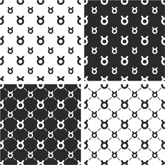 Zodiac Sign Taurus Big & Small Seamless Pattern Set