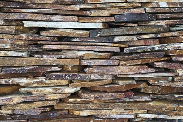 Texture of decorative flat stones wall