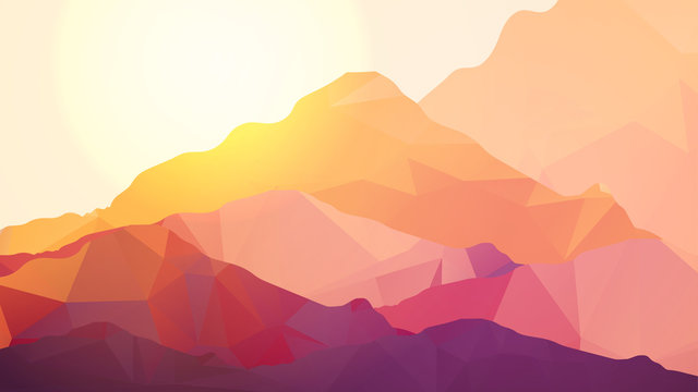 Geometric Mountain and Background - Vector Illustration