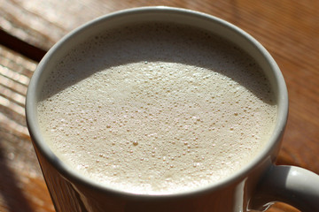 Cup of coffee the RAF with a creamy foam