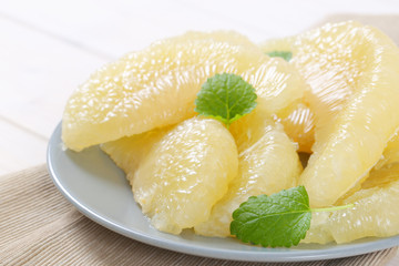 peeled pomelo segments