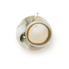 cappuccino coffee over white background