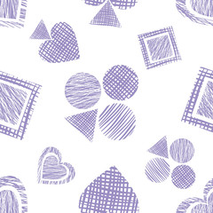 Seamless vector geometrical pattern with icons of playing cards. background with hand drawn textured geometric figures. Pastel Graphic illustration Template for wrapping, web backgrounds, wallpaper