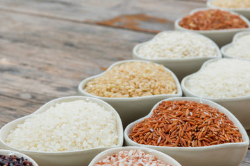 Prepared different rice in ceramic blow for cooking