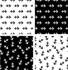 Zodiac Sign Sagittarius Freehand Aligned & Random Seamless Pattern Set