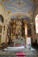 Fototapeta na wymiar Main altar in Parish Church of Saint Martin in Martinska Ves, Croatia on June 03, 2011.