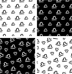 Zodiac Sign Libra Freehand Big & Small Aligned & Random Seamless Pattern Set