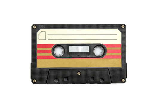 Vintage audio cassette isolated white background
