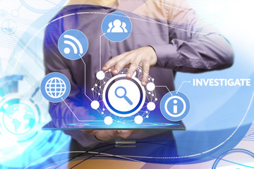 Business, Technology, Internet and network concept. Young businessman working on a virtual screen...