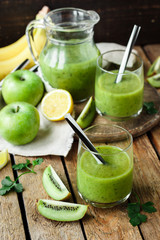 Green smoothies with fruits