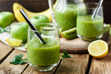 Green smoothies with fruits