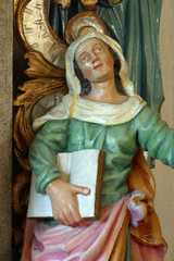 Saint Ann statue at the altar in the Parish Church of Assumption of the Virgin Mary in Pokupsko, Croatia 