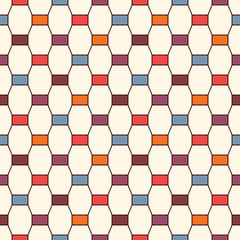Seamless pattern with vertical braid ornament. Octagons tile surface background. Modern style abstract wallpaper.