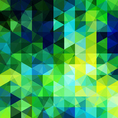 Fototapeta premium Background of yellow, green, blue geometric shapes. Abstract triangle geometrical background. Mosaic pattern. Vector EPS 10. Vector illustration
