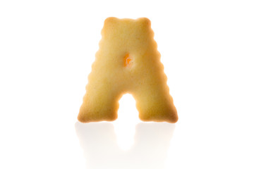 Letter A Cookie Biscuit english capital font isolated on white with path.