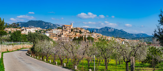 Idyllic view of the mediterranean mountain village Selva on Majorca Spain, Balearic Islands