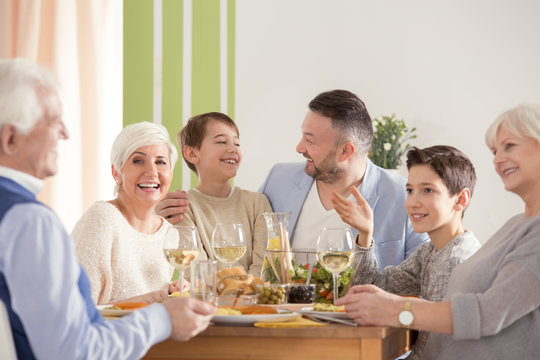 Family Eating Easter Dinner