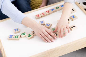 Building blocks with letters