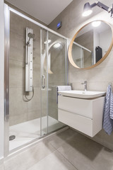 Transparent showerstall in bathroom