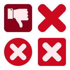 Obraz premium Cancel icon set. Flat symbol collection. Raster pictograms.