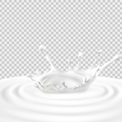 Fototapeta na wymiar Vector illustration of a dairy splash. Template advertising poster in a realistic style for natural high-quality milk