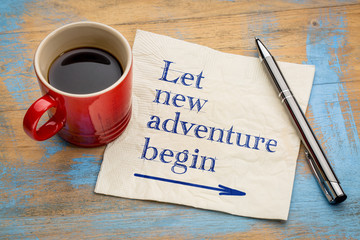 Let new adventure begin napkin concept