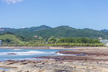 Devil's Washboard coastline and beach in Aoshima island, Miyazaki, Japan