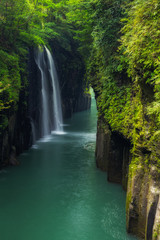 Fototapeta premium Beautiful landscape of takachiho gorge and waterfall in Miyazaki, Kyushu, Japan