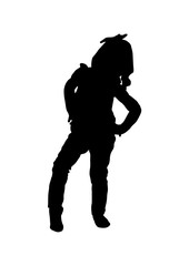 Silhouette girl waiting for a vector  black