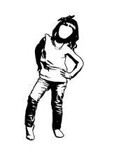 Silhouette girl waiting for a vector