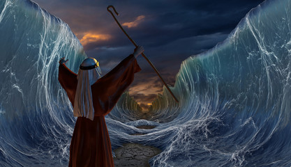 Crossing the Red Sea with Moses - obrazy, fototapety, plakaty