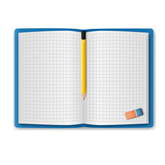 realistic notebook, exercise book , vector illustration