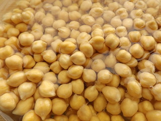 Chickpeas soaked in water