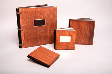  Brown leather wedding photo book albums
