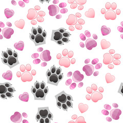 cat and dog paw print with claws