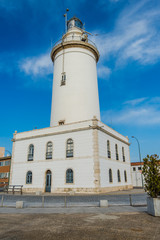 Lighthouse on pier in Malaga,Spain