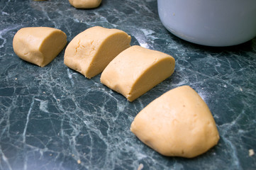 Creating and kneading the dough for gingerbread