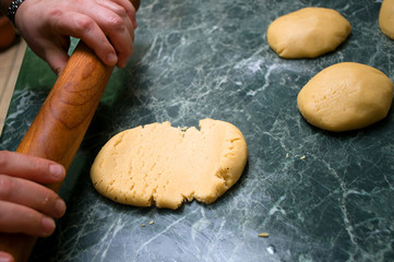 Creating and kneading the dough for gingerbread