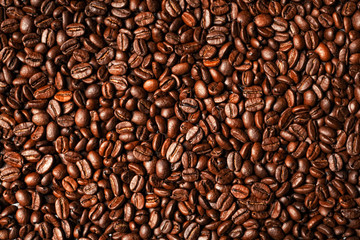 Coffee beans, close-up, black background