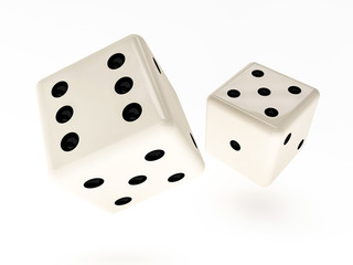 Casino dice  isolated on white, 3d rendering