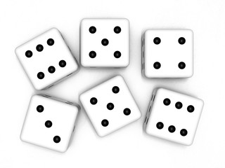 Casino dice  isolated on white, 3d rendering