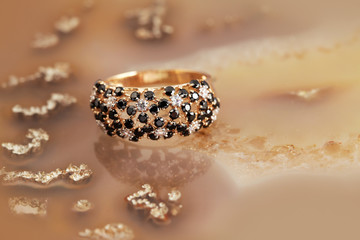 Elegant jewelry ring with brilliants